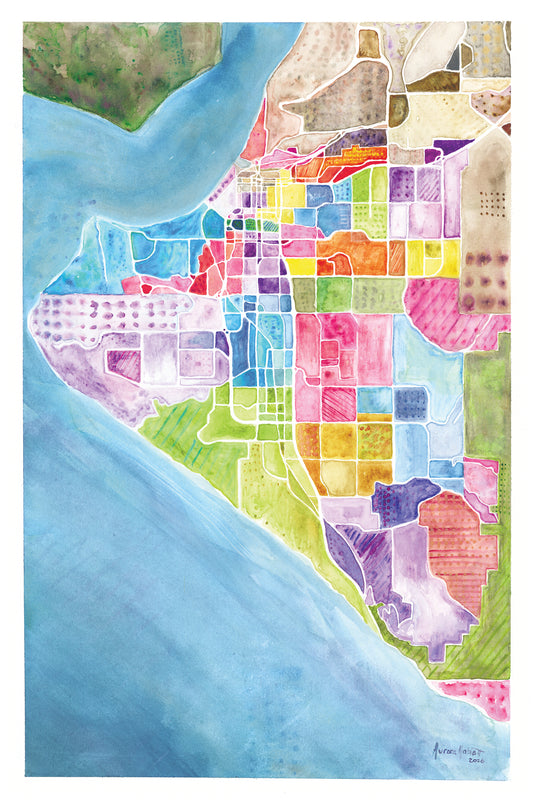 Anchorage Neighborhood Watercolor Map