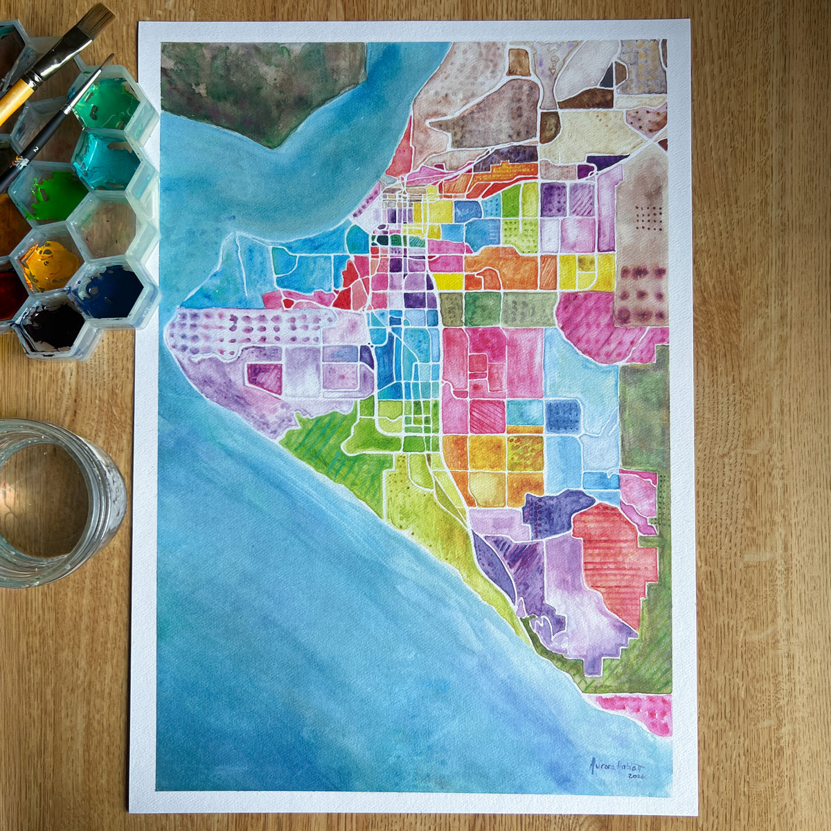 Anchorage Neighborhood Watercolor Map