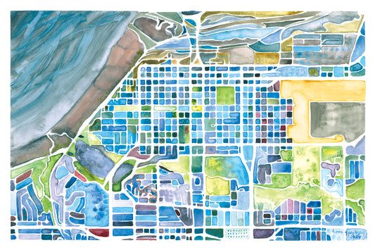 Downtown Anchorage Watercolor Map