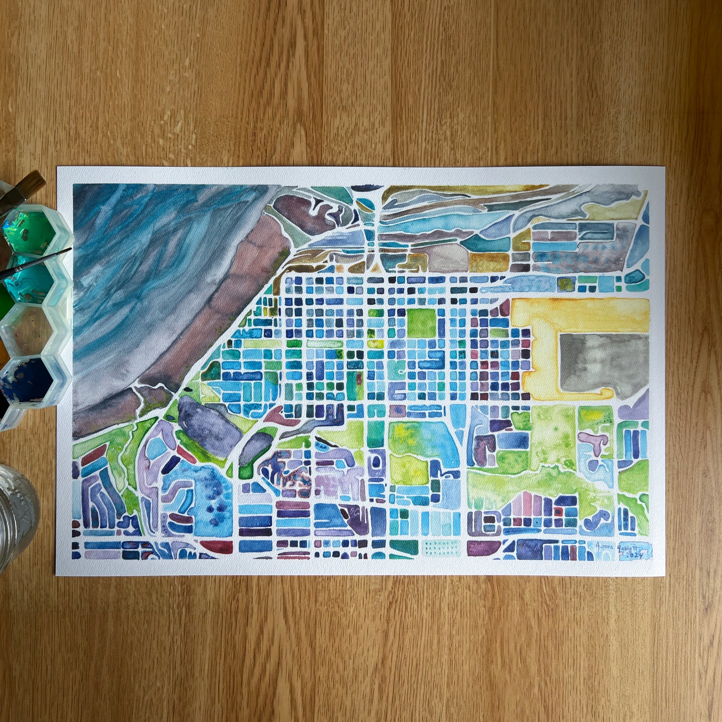 Downtown Anchorage Watercolor Map