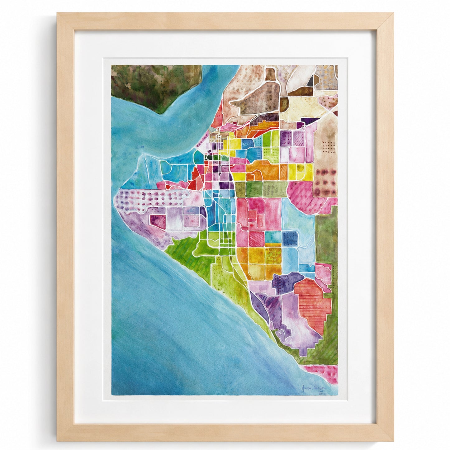Anchorage Neighborhood Watercolor Map